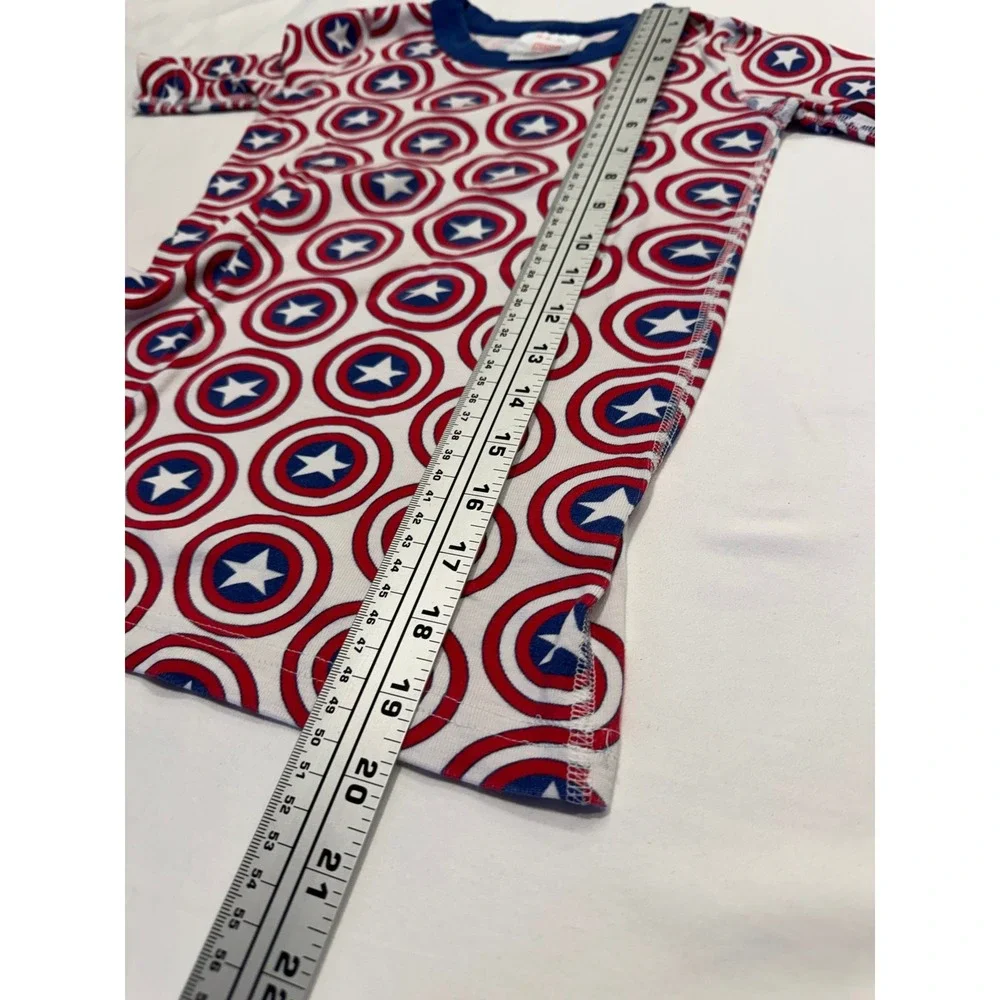 Hanna Andersson Marvel Captain America Shield Pajamas Set Size 8 Blue Red EUC